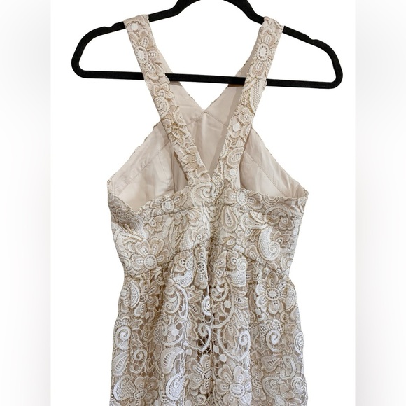 Club Monaco - Doina Cream and Gold Lace Eyelet Mini Dress - Picture 8 of 11